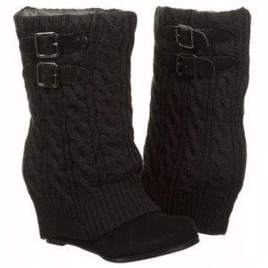 Steve Madden leather/fabric boots
